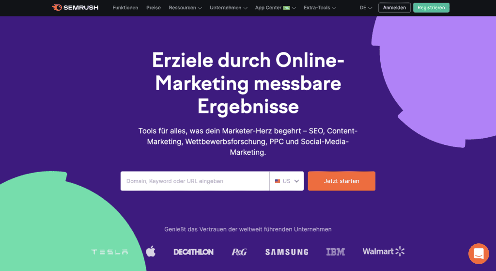 SEMrush Webseite Screenshot