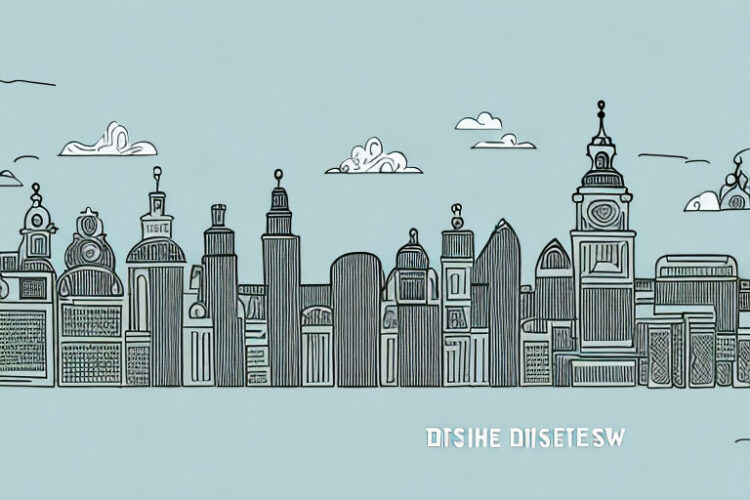 A skyline of dresden with a few online marketing agencies highlighted