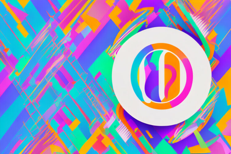 A colorful abstract background with a tiktok logo in the center