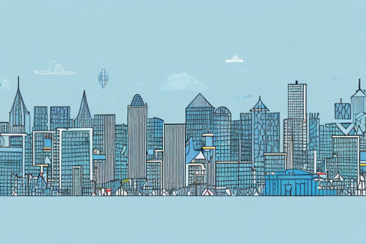 A city skyline with a few buildings highlighted to represent the online marketing agencies in münster